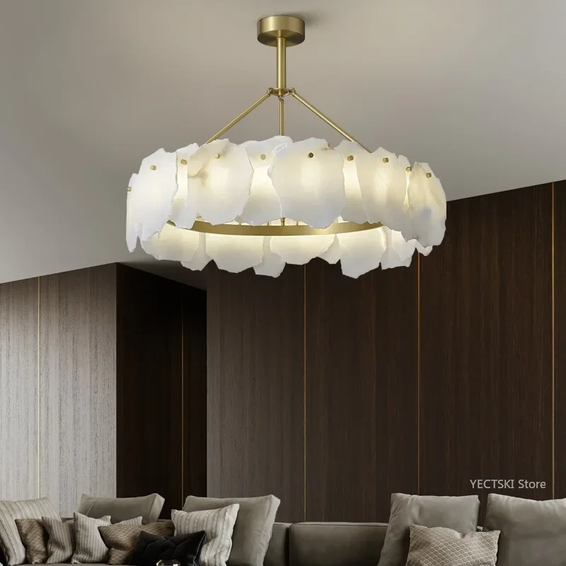 

GHJUYIOL Light luxury marble living room pendant light dining room modern new Chinese style simple and atmospheric bedroom study