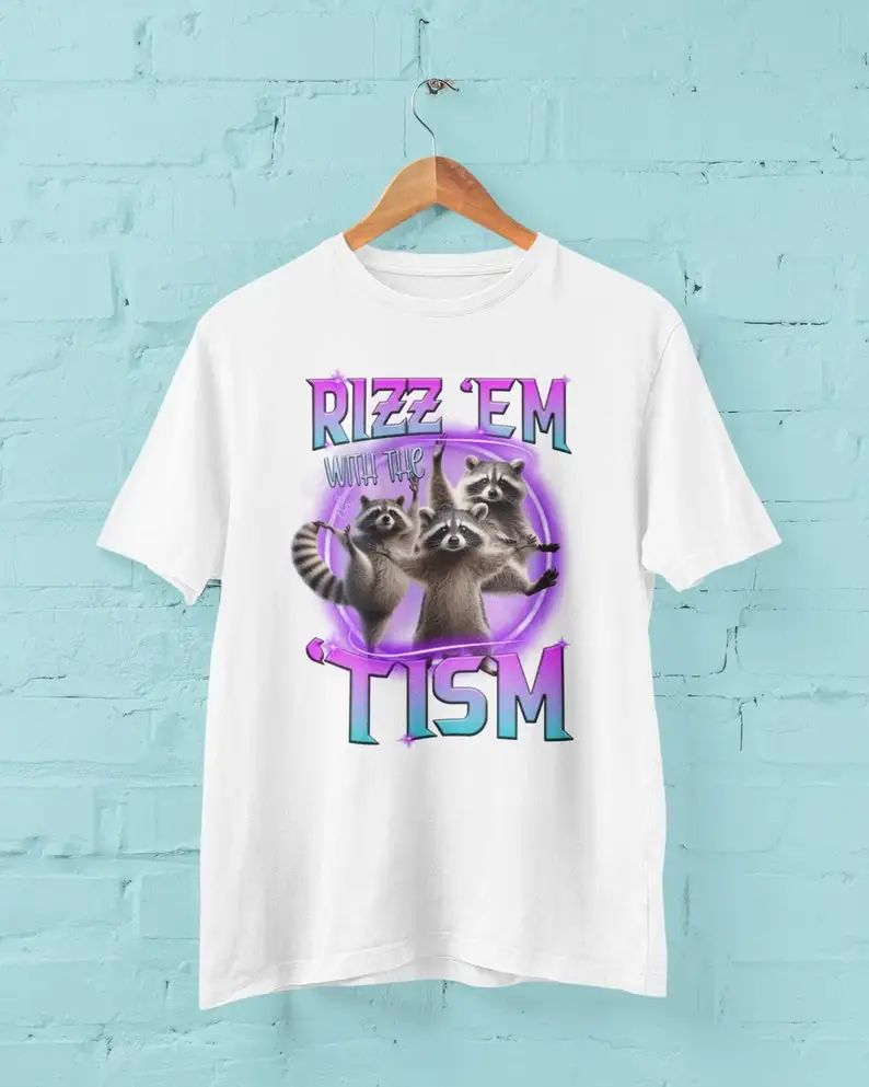 Rizz Em With The Tism Raccoon Trash Panda Funny Shirt, Rizz WRizz Stupid Sarcastic Raccoon Funny Shirt, Rizzem Tism Autism Funny