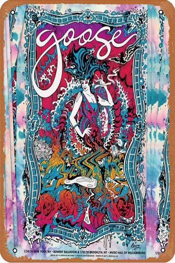 muecddoa Goose 2020 (1st Edition) Concert Posters Vintage Metal Tin Sign Wall Decor for Bars, Restaurants, Cafes, Pubs   Art Pri