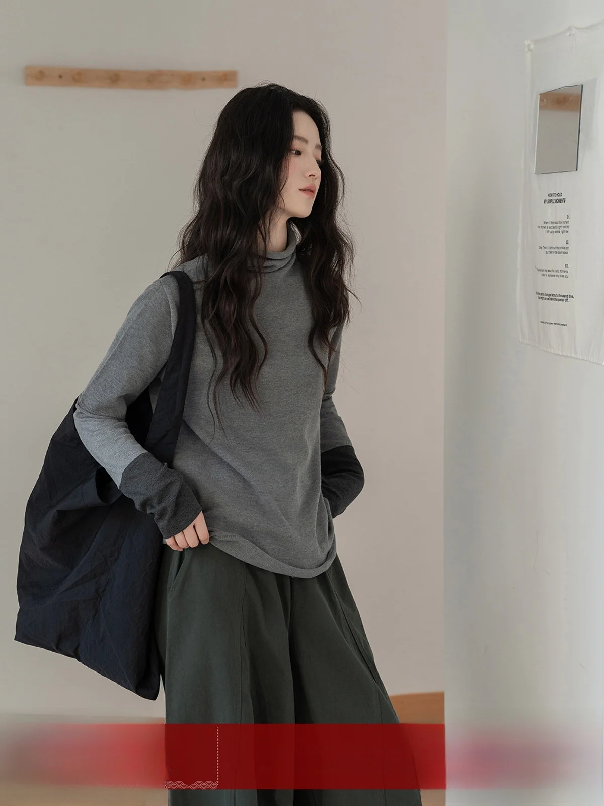 

Loose Knitted Long Sve T-irt Women's ey f High Collar Boting Top Autumn Lazy Sle Casual Loose Knitwear