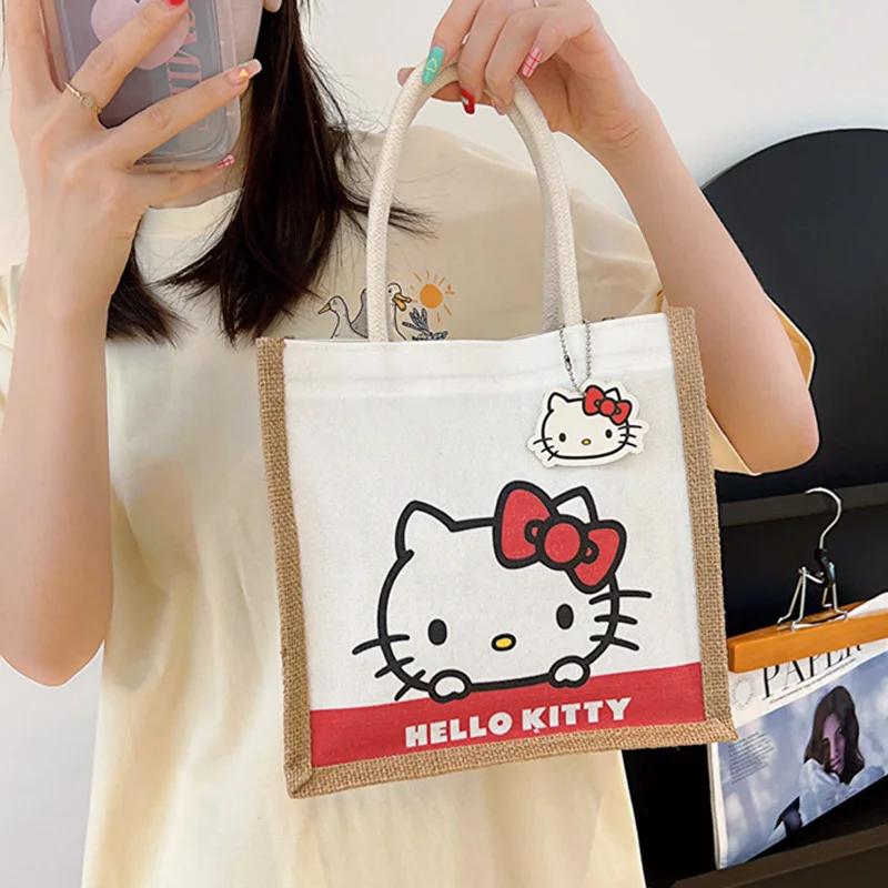 Sanrio Hallo Kittys Kuromi meine Melodie Handtasche niedlichen Anime Retro Kawaii Einkaufen einfache Bento Leinwand Taschen Y2k Mädchen Geburtstags geschenk