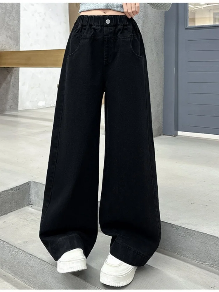 5-13T autumn winter child kids girls cotton thick warm snow wear velvet outside wide leg jeans