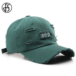 FS 2024 New Trendy Baseball Caps For Men Women Streetwear Hip Hop Snapback Cap Brown Green Stylish Korean Worn Hole Designer Hat