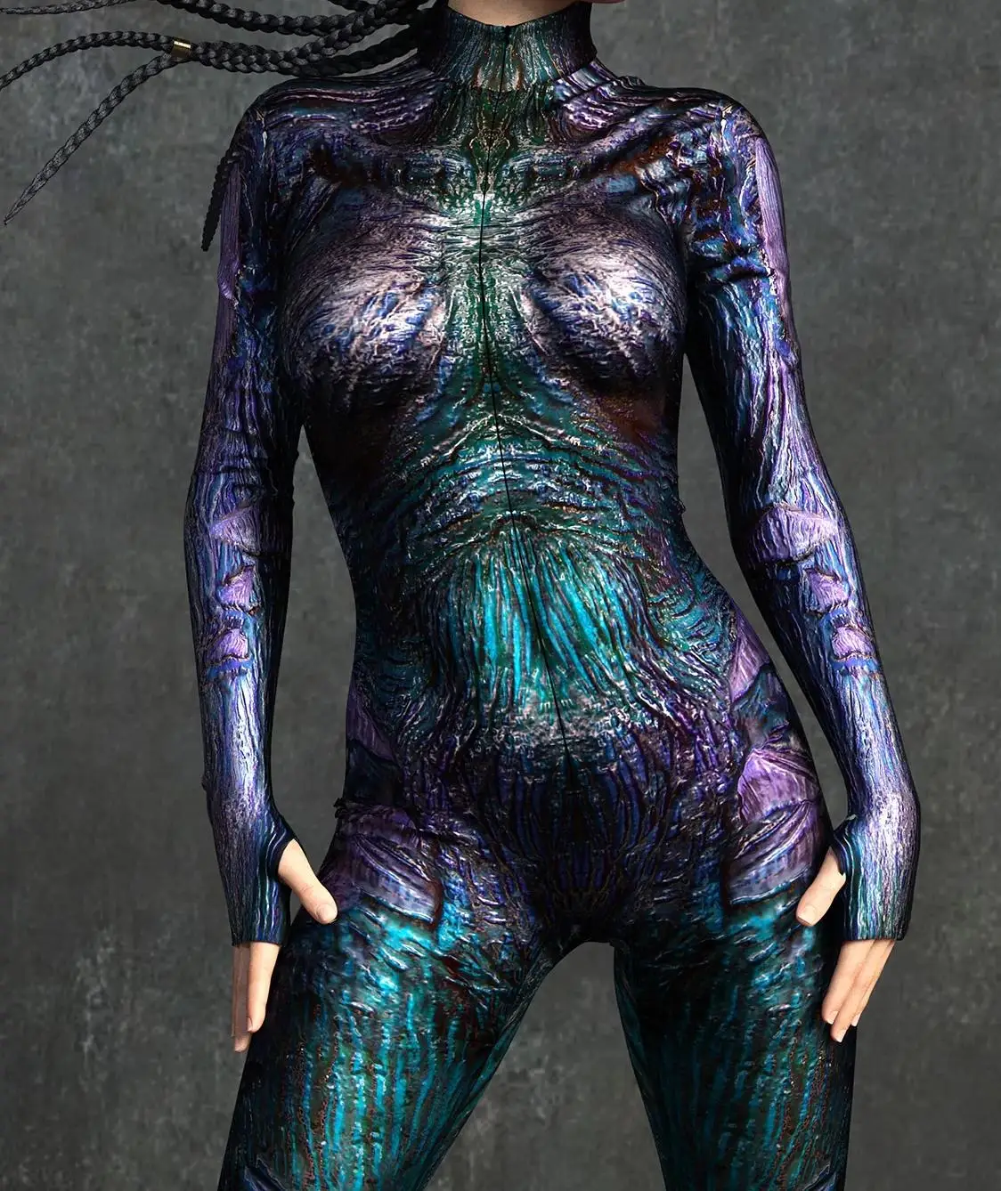 Halloween Anime Horror Spezies Cosplay Jumpsuit Terror Monster Skin Bodysuit Steampunk Party Show Anzug Unisex Rave Zentai – Detail 3