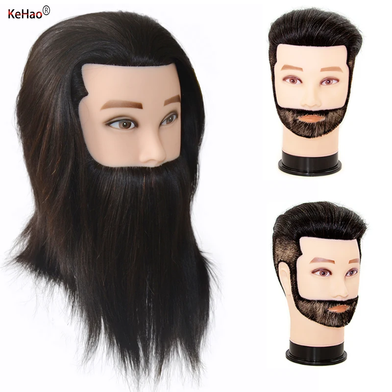 Male Mannequin Head With 100% Remy Human Hair Black For Practice Hairdresser Cosmetology Training Doll Head For Hair Styling