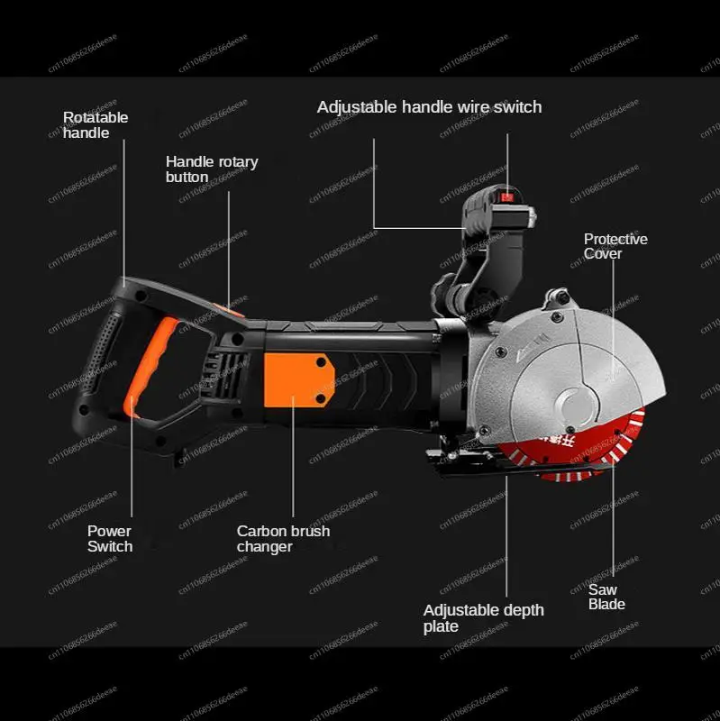 Industrial Wall Chaser Groove Cutting Machine Double Handle Concrete Slotting Machine for Brick Stone Wall