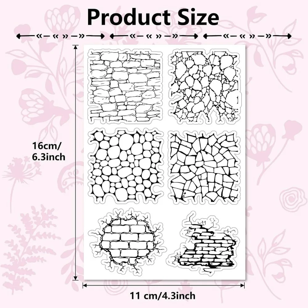 Brick Wall Background Clear Rubber Stamps Reusable Vintage Retro Silicone Transparent Seals Stamp for Journaling Card Making