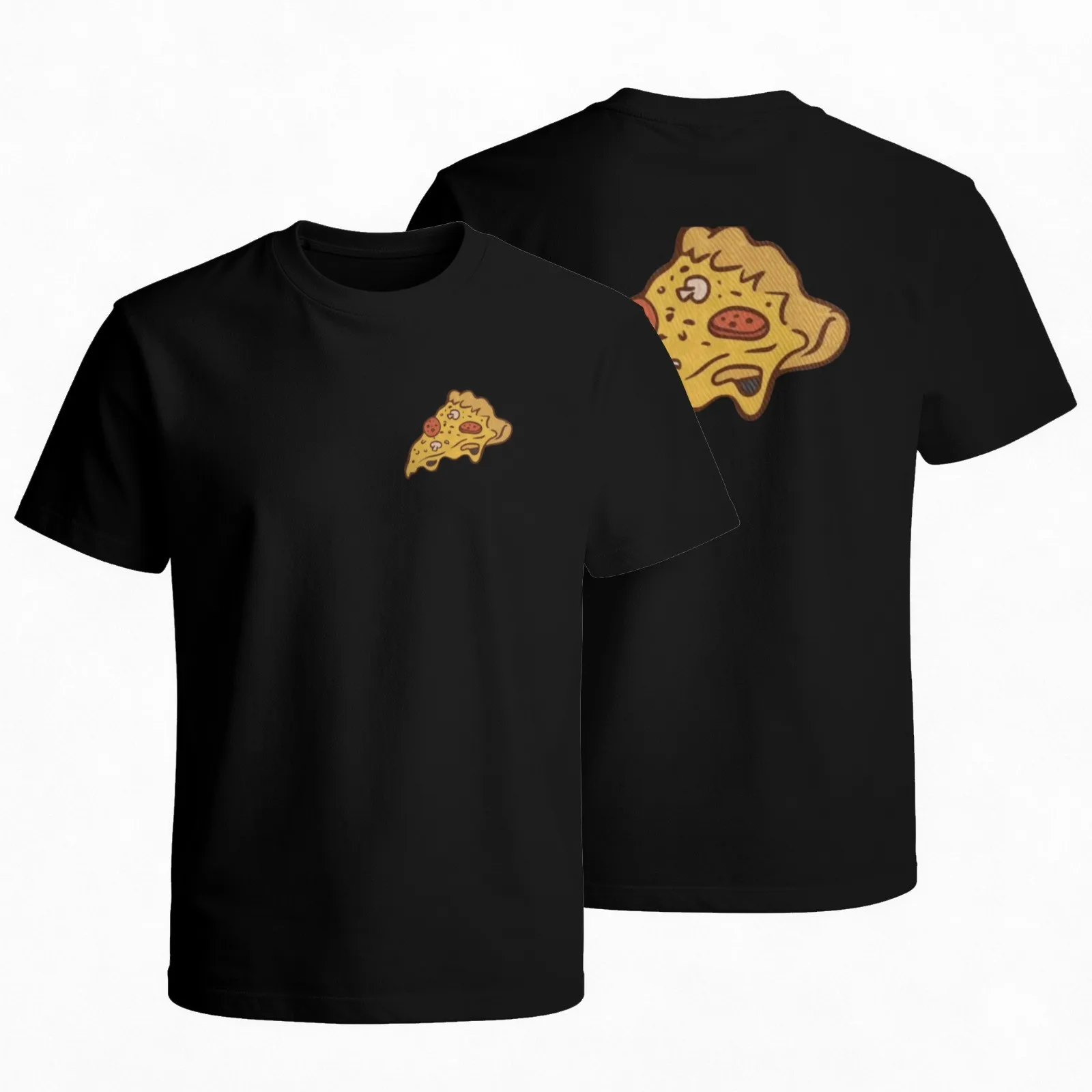 Melting Pizza Slice Graphic T-Shirt Cotton Breathable Short Sleeve Daily Round Neck Tee