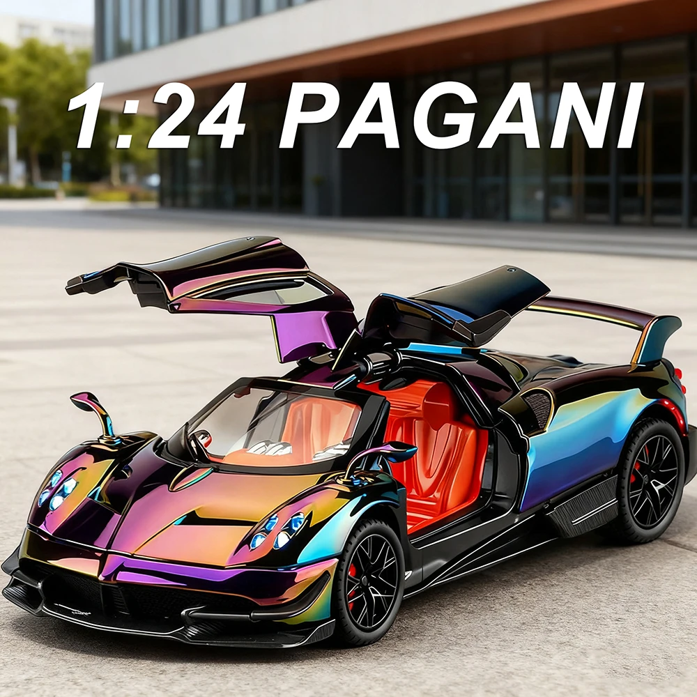 

1:24 PAGANI Huayra Dinastia Alloy Diecast Model Miniature Toys Car Doors Opened Sound Light Pull Back Vehices Boy Birthday Gifts