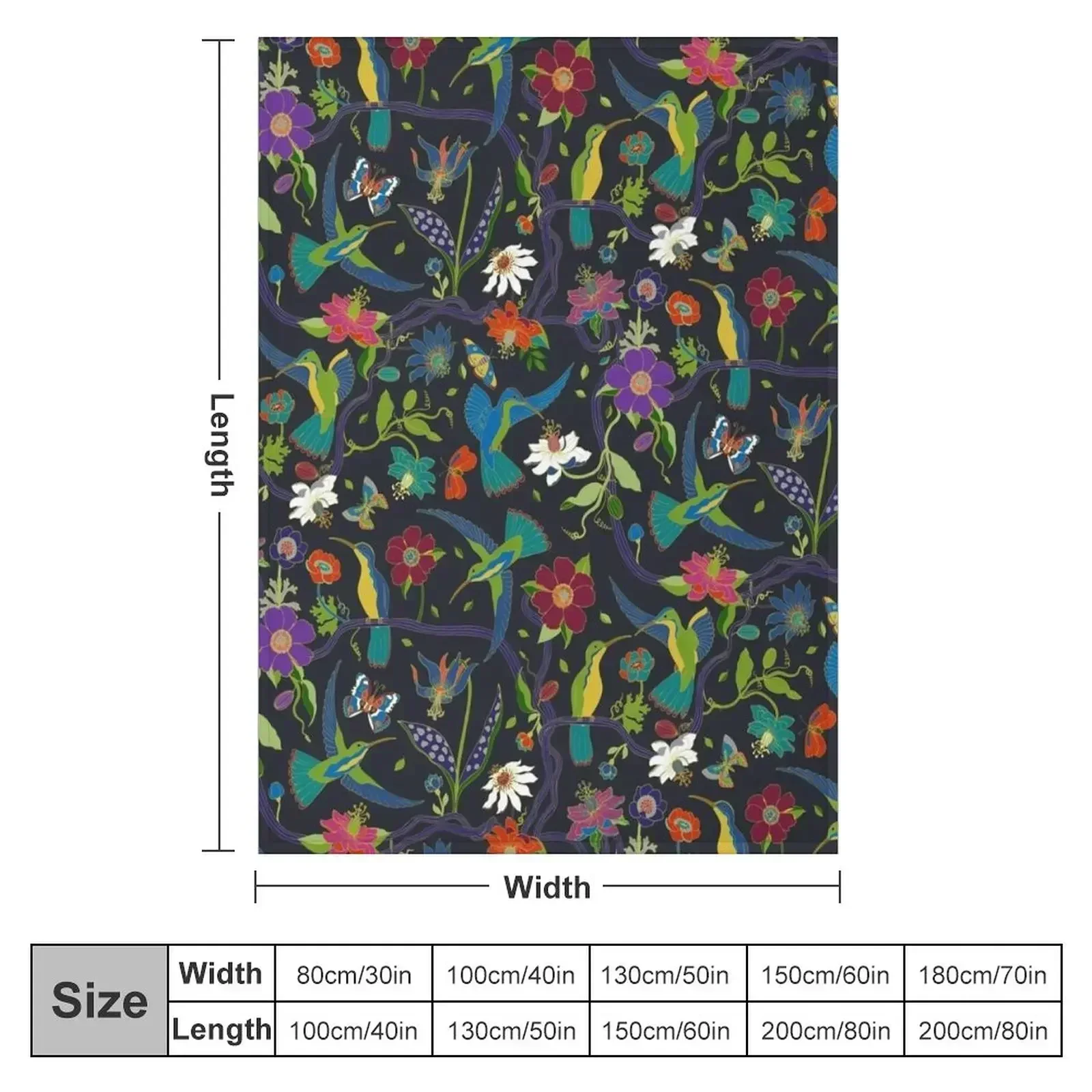 Hummingbirds and Passionflowers - Cloisonne on Black - pretty floral bird pattern by Cecca Designs Throw Blanket Plaid Blankets