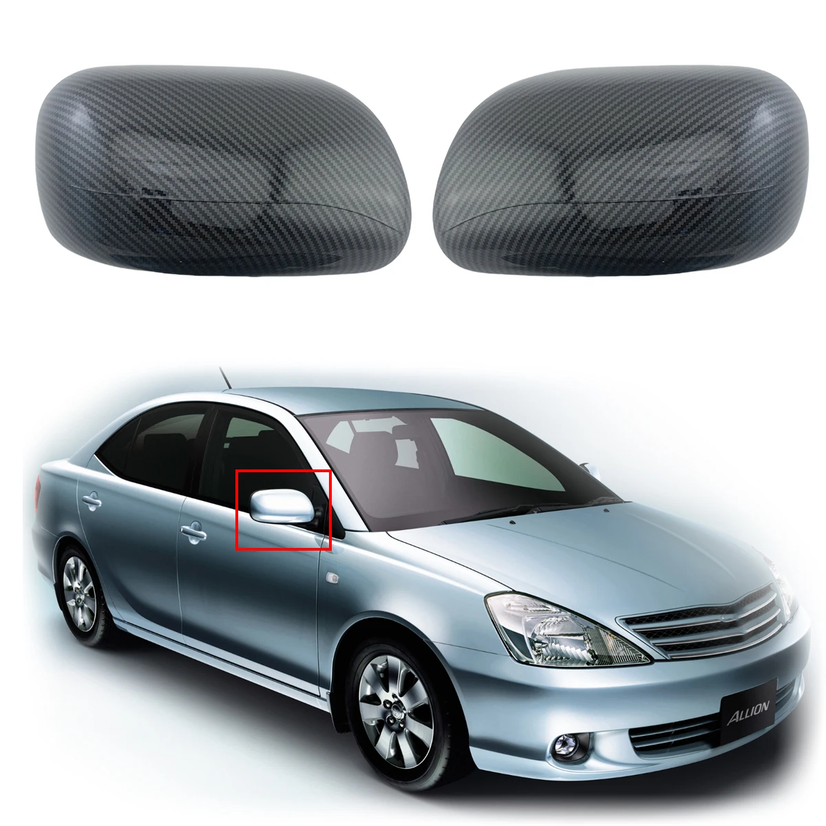 

For Car Toyota Allion T240 2001 2002 2003 2004 Carbon Car Accessories Side Rearview Door Mirror Covers Trim Paste style