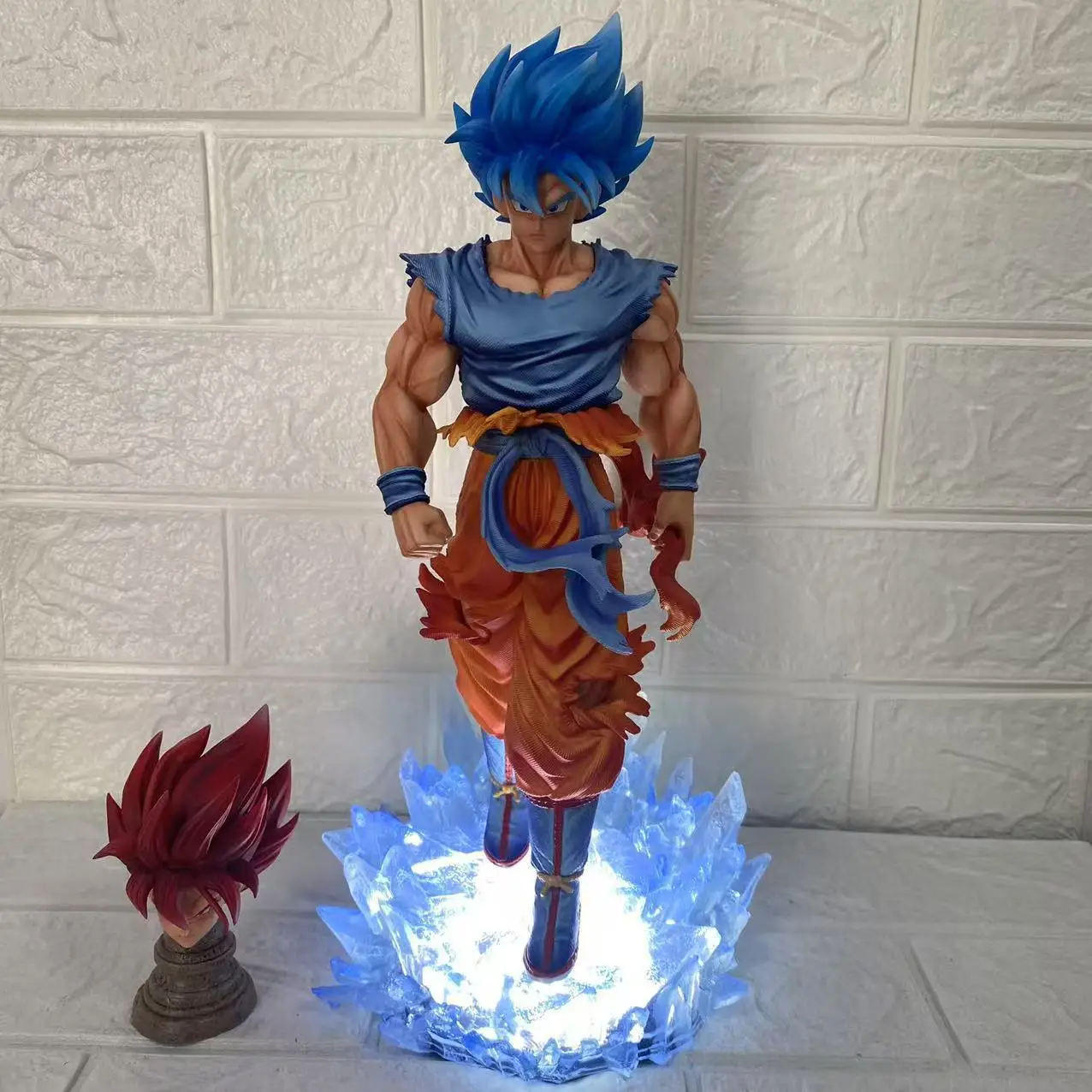 33cm Dragon Ball Goku Double headed Luminescence Figure PVC Action Figures Collection Model Toys Gifts Desk Ornament Gifts