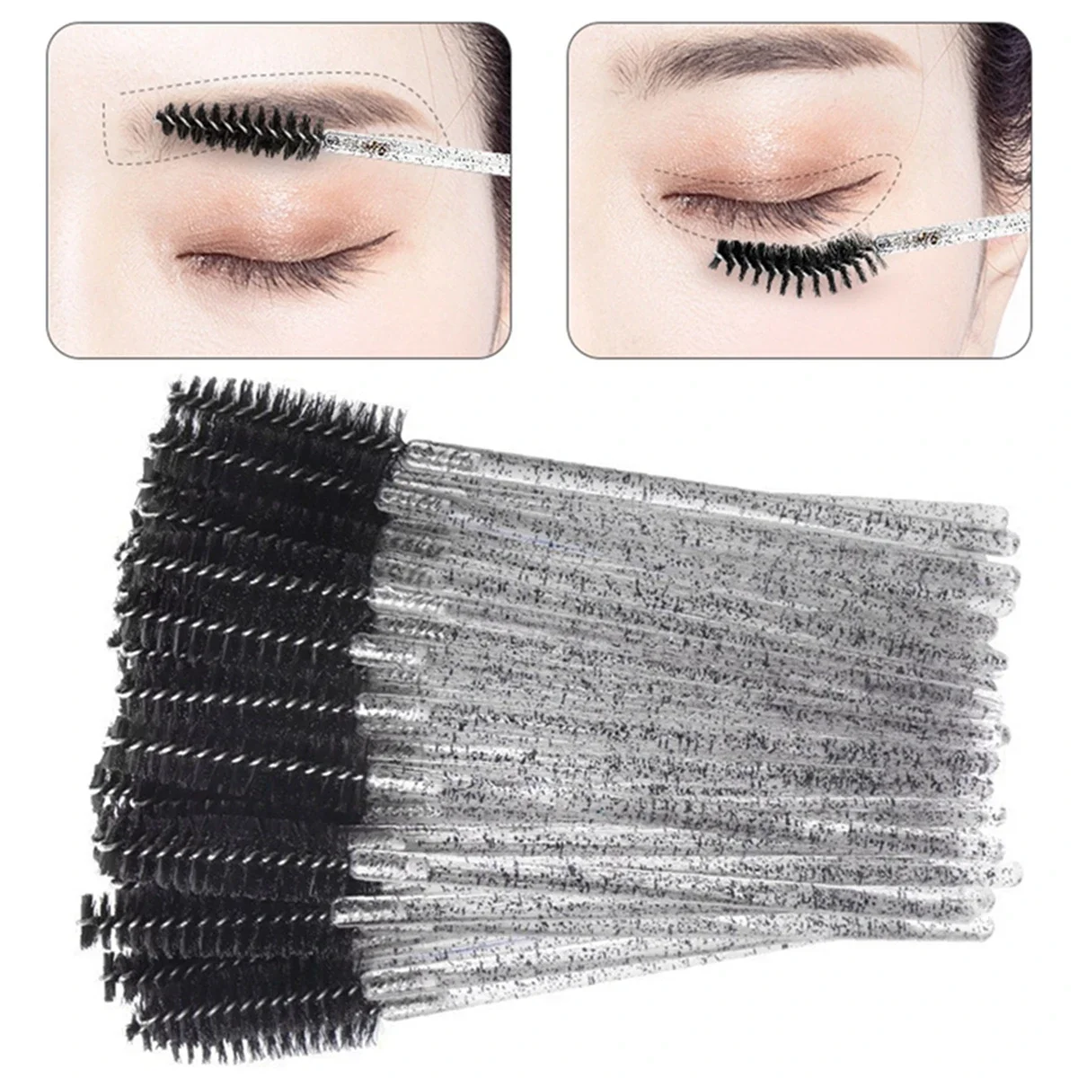 20Pcs Crystal Eyelash Brush Disposable Mascara Wands Eyelash Extension Microbrush Eyebrow Applicator Makeup Brush