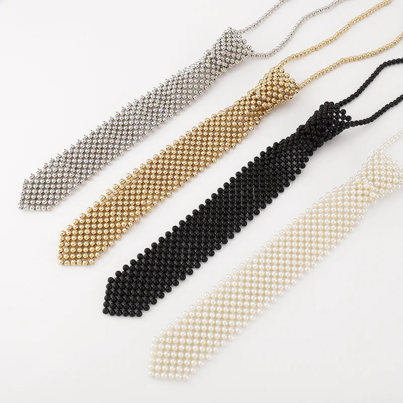 手作りパール取り外し可能な襟ネクタイプルオーバーネックタイ女性人格ネクタイ衣料品アクセサリー-diy-アパレル装飾