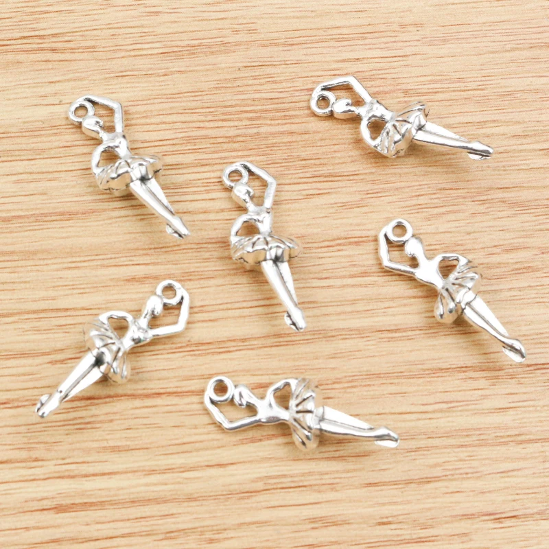 20pcs 27x6mm Antique Silver Plated Ballet Dancer Handmade Charms Pendant:DIY for bracelet necklace