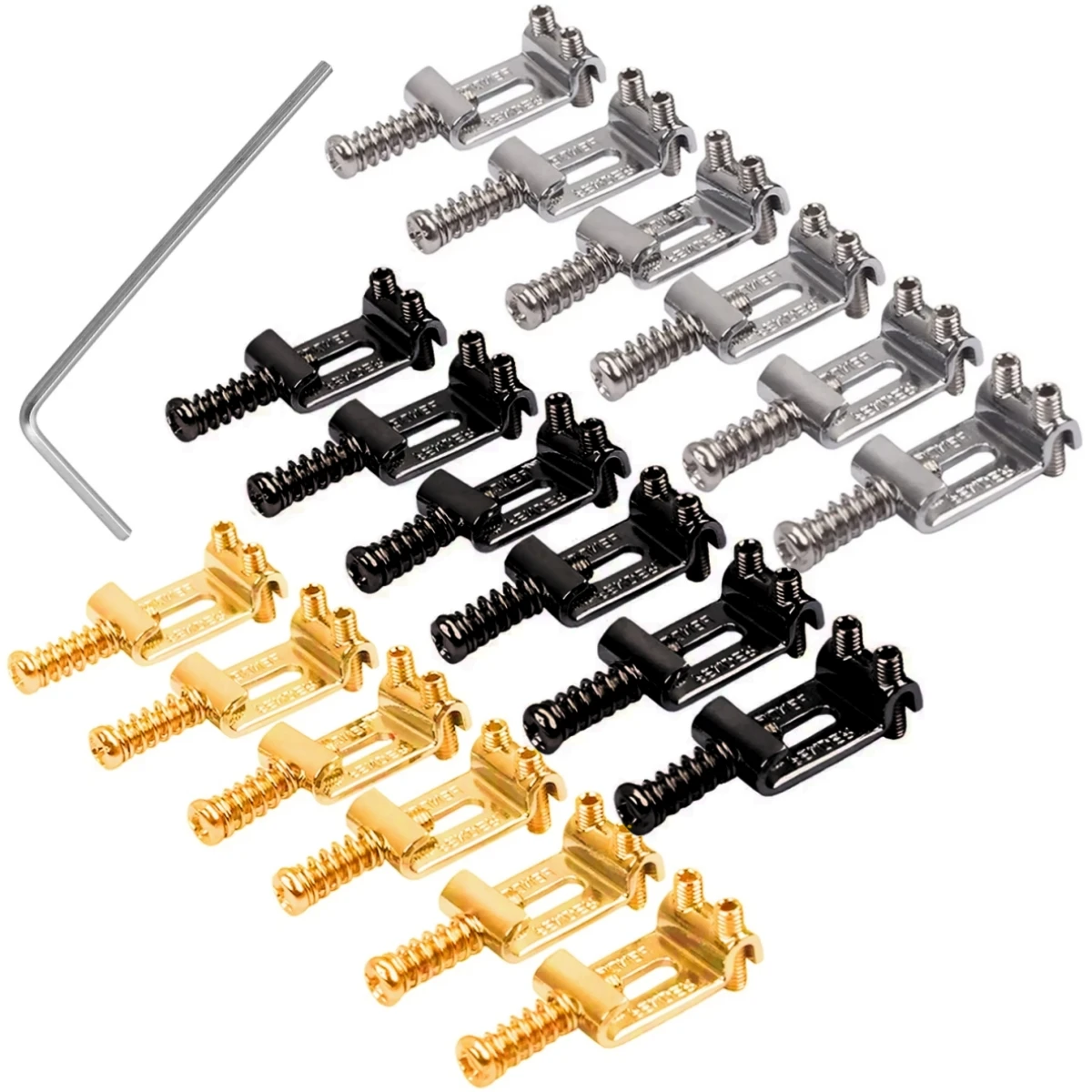 ​​6PCS Roller Tremolo Bridge Saddles w/Wrench - Precision Zinc Alloy for Fender Strat/Tele/ST Electric Guitar Upgrade Parts​​