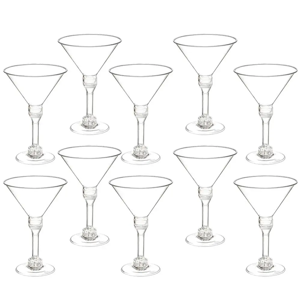 

10pcs Plastic Martini Glasses, Clear Wine Glasses Reusable Party Cups Dessert Cups for Cocktail Champagne Flutes Dessert Martini