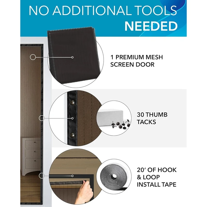 1pc Magnetic Screen Door Mesh 120x210cm - Easy Install, Self-Sealing Mesh, Pet Tested, Hands-Free Entry, Keeps Bugs Out
