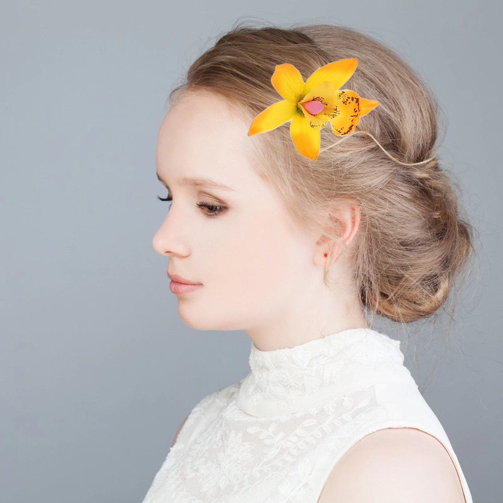 

8pcs Orchid Flower Hair Clips Premium Hawaiian Style Hairpins Durable Bright Colors Wedding Party Banquet Hair Accessories For