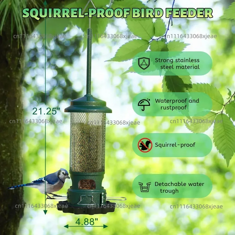 Squirrel-Proof Bird Feeder Garden Wrought Iron Bird Feeder Hanging Hummingbird Feeder