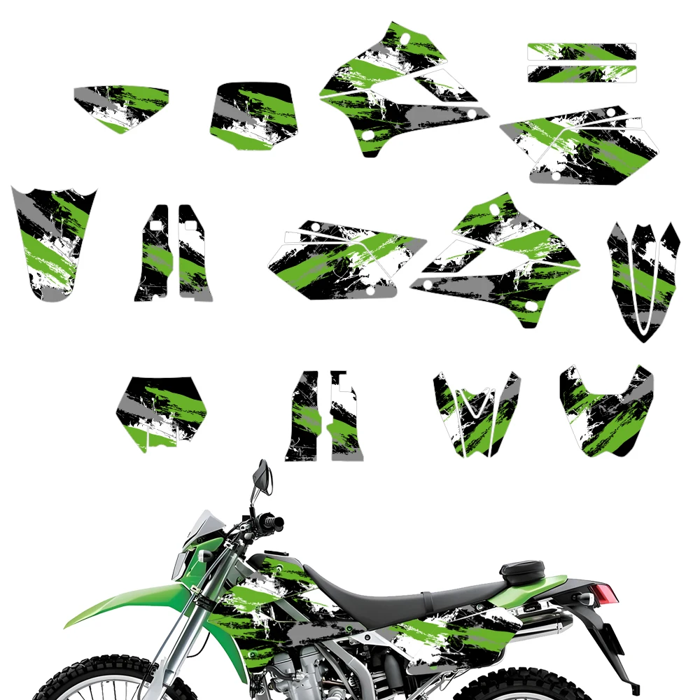 Full Set Off-Road Graphics Decals Stickers Background Kit Fit for KLX250 KLX 250 2008-2020 2009 2010 2011 2012 2013 2014 2015
