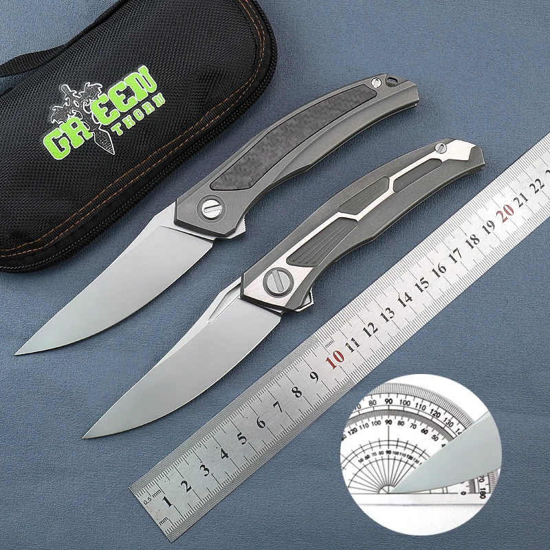 

Складной нож Green Thorn Quantum TC4, ручка из титана/углеродного волокна VG10, лезвие для кемпинга, охоты, EDC, инструменты для фруктов