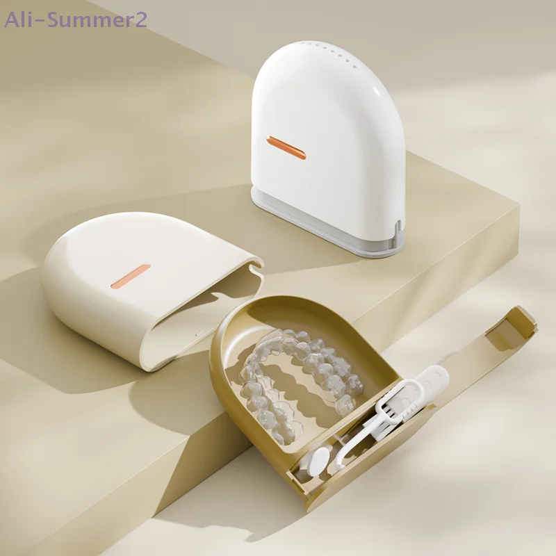 

{Summer2}Retainer Case Portable Mouth Guard Box Oral Cleaning False Teeth Denture Storage Box Teeth Aligner Braces Box Orthod