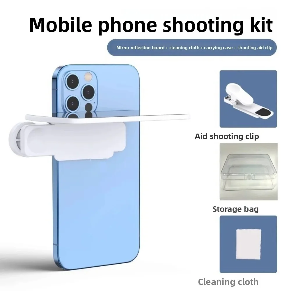 Adjustable Smartphone Camera Mirror Portable with Cleaning Cloth Reflection Clip Kit Mirror Effect HD Glass Quality
