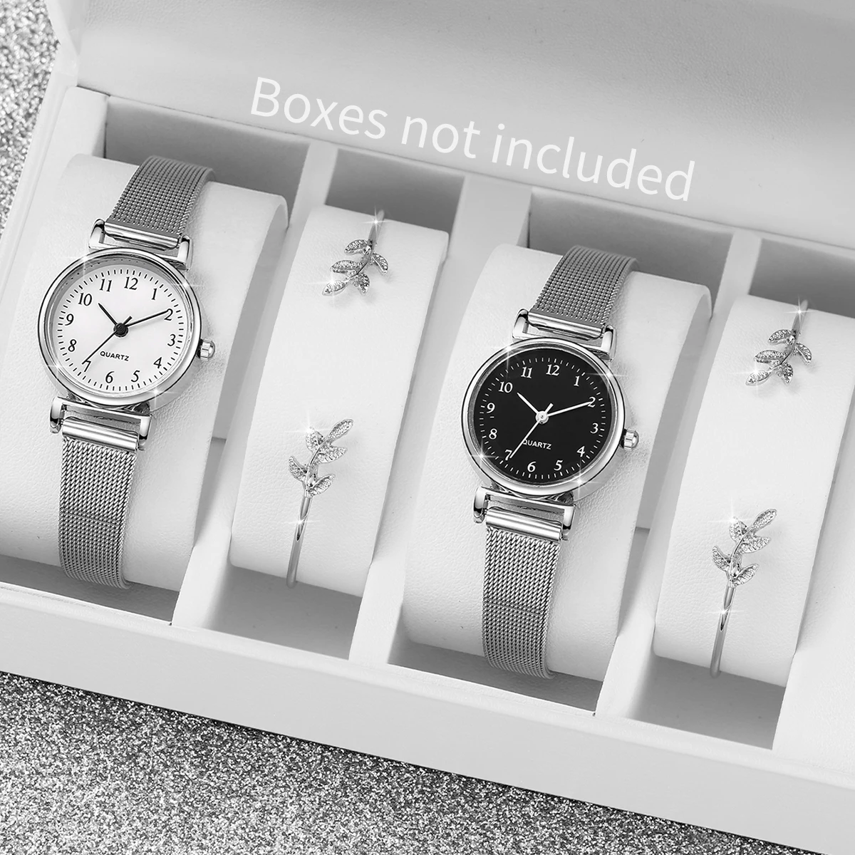 4pcs/set Fashion Casual Women's Watch Set Simple Elegant Student College Style Quartz Watch Bracelet Set (Box Not Included)