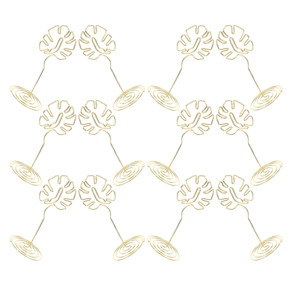 

12 Pcs Turtle Leaf Business Card Holder Display Multifunction Metal Wire Note Golden Desktop Sign Birthday Party Name