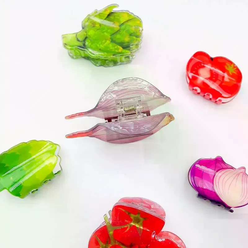 New Acrylic Lettuce Onion Tomato Shape Hair Claw Clip For Women Girls Hair AccessoriesNew Design Acrylic Lettuce Onion Tomato Sh