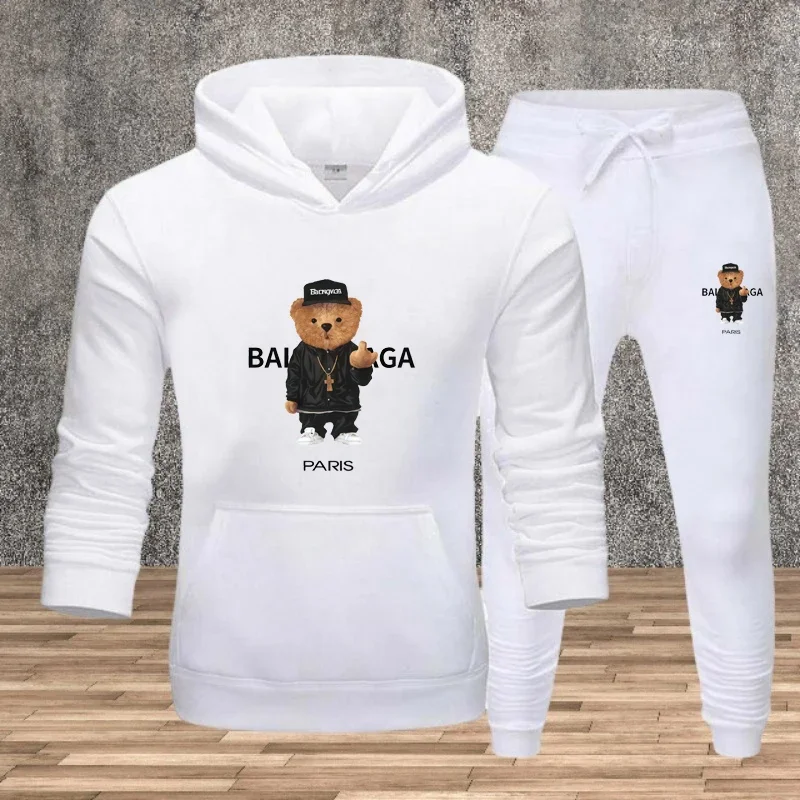 

Men's Printed Long-sleeved Pocket Sweatshirt and Elastic Pants, Fashionable and Casual Men's Sportswear Jogging Set 2025