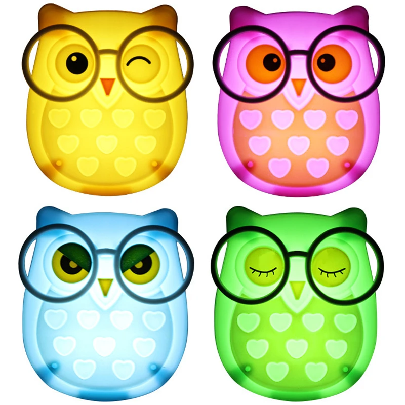 240Pcs Led Owl Night Light Sensor Auto Controlled US Plug Kids Wall Lamp Baby Bedroom Home Lighting Animal Shape Lights