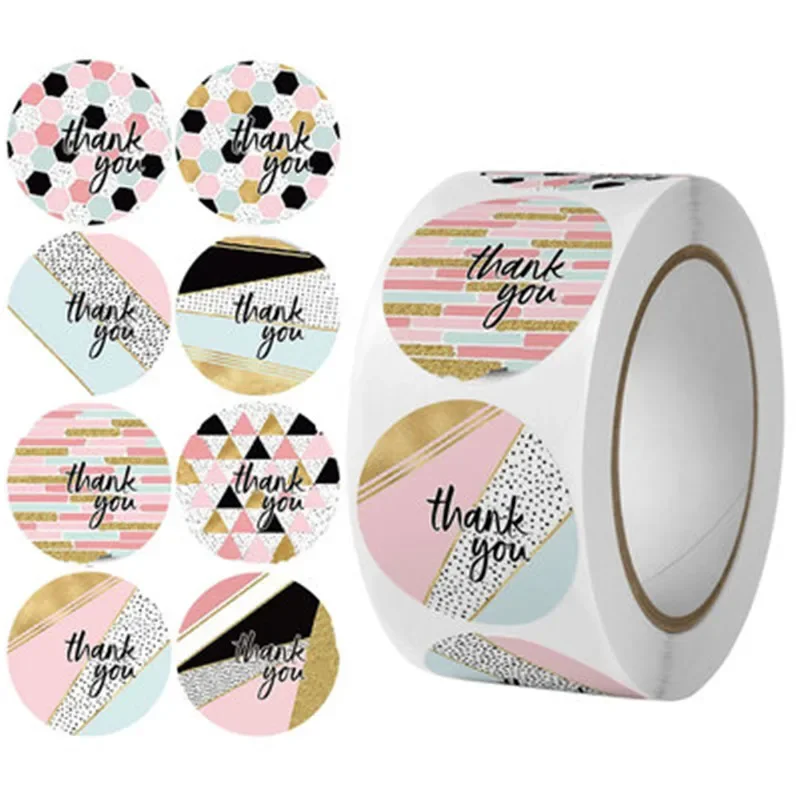 Round Flower Thank You Stickers Seal Labels Scrapbooking diary Sticker Handmade Wedding Gift packaging Decor Sticker Stationery