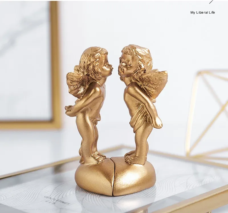 MGT-European Resin Statue for Home Decoration, Sculpture of Golden Lovers, Art Decoration, Modern Craft, Europe