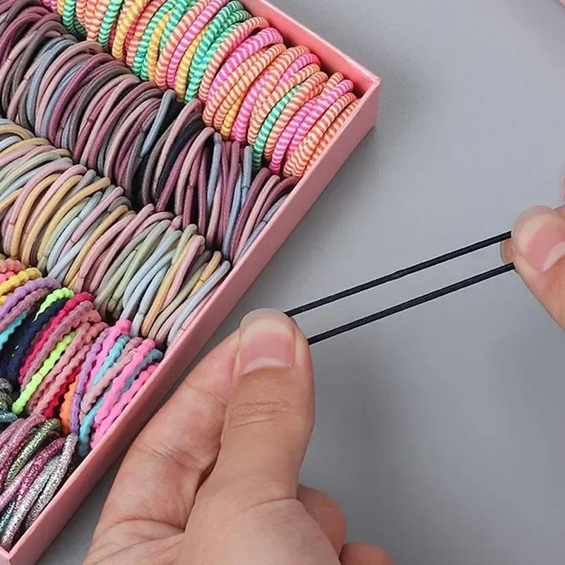 50-200pcs For Girls Colorful Elastic Hair Bands Children Cute Small Ponytail Holder Scrunchie Rubber Ties Hair Rope Accessories