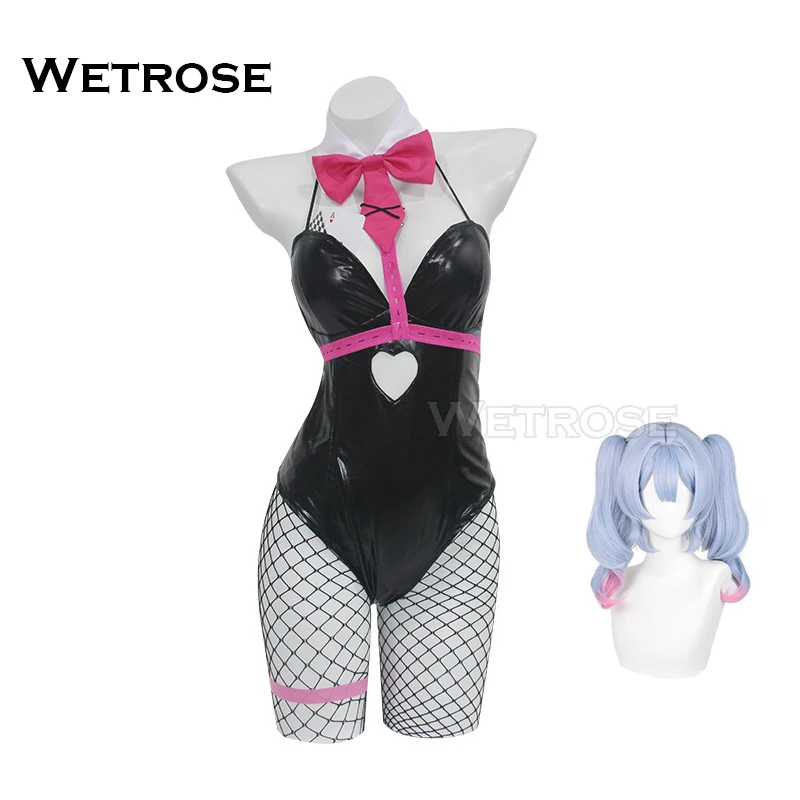 【Wetrose】In Stock Rabbit Hole Miku Cosplay Costume Leather Latex Bunny Girl Body Suit Full Set Wig