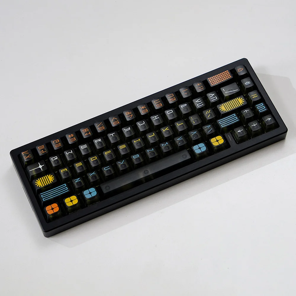 

Колпачки для клавиш с изображением экспозиции, 122-клавиш, черный профиль Comic Cherry, прозрачные колпачки для механической клавиатуры MX 61/68/87/96/104