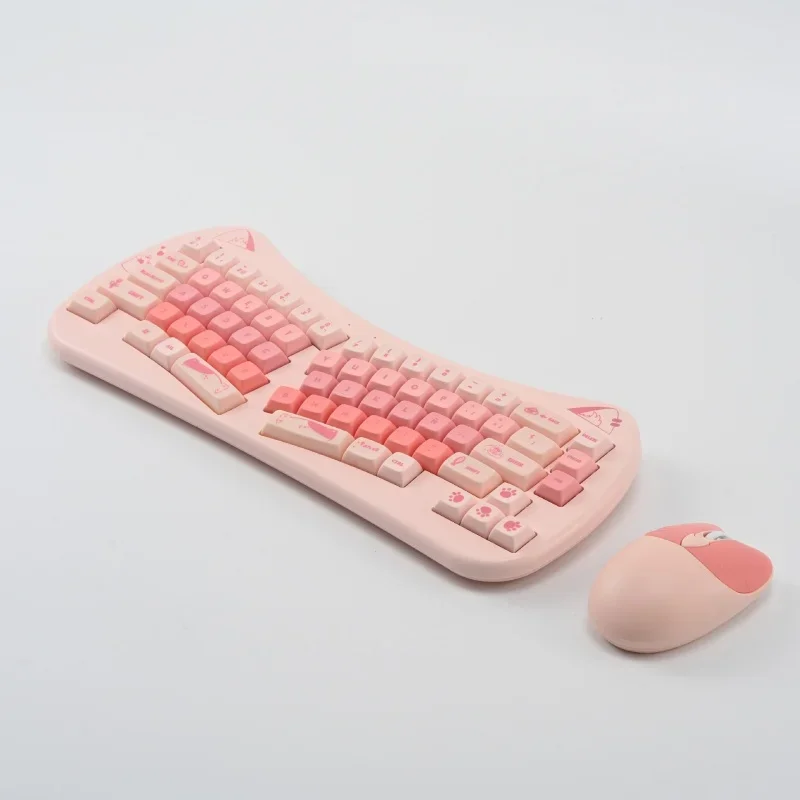 68 key Cat Ear  Mechanical Keyboard Kit Acrylic Stacking  Custom Colorful Cute Girl Wireless Office Gaming Keyboard Mouse