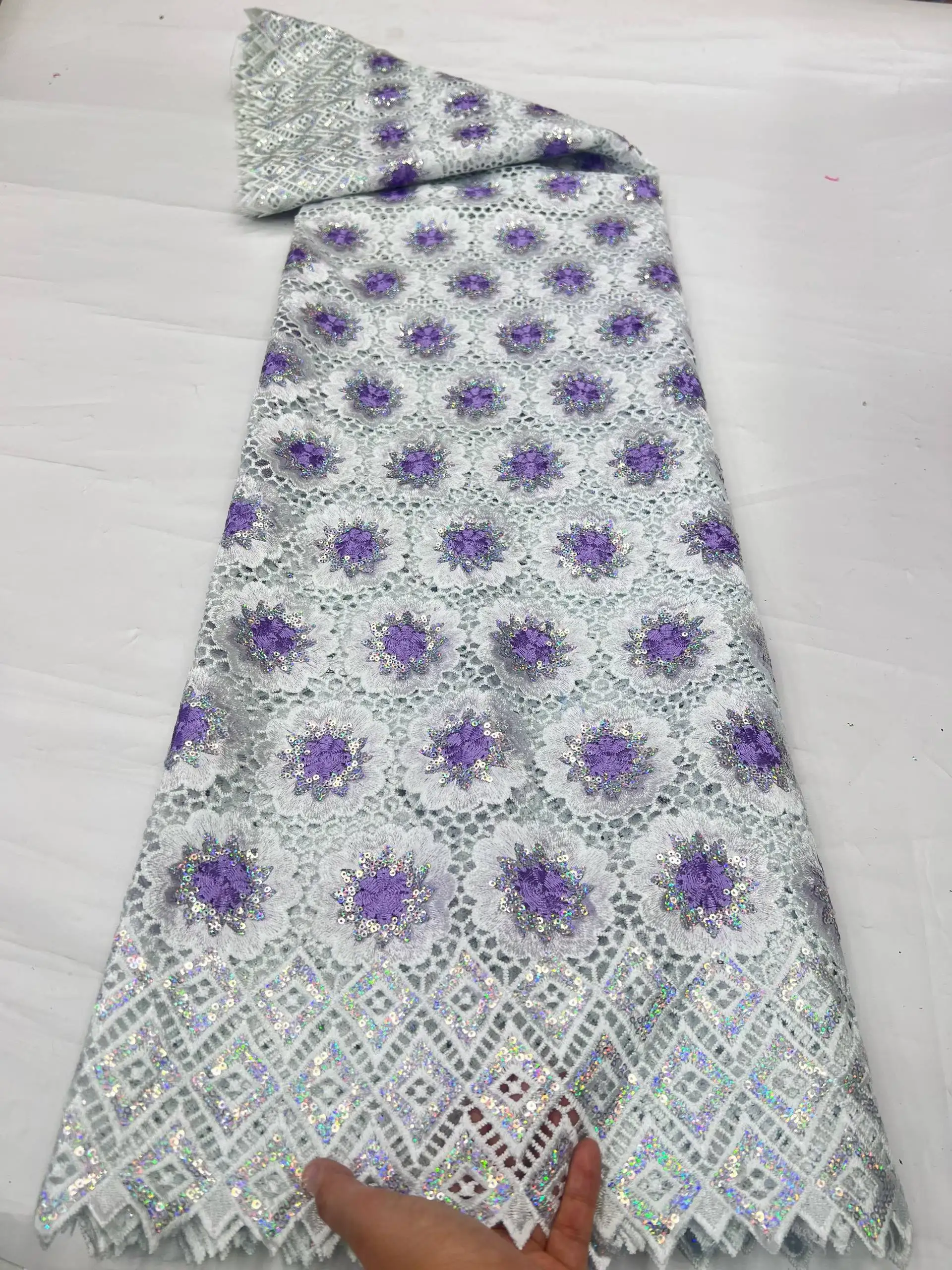 African Cord Guipure Lace Fabric 2026 White French Asoebi Chantilly Water Soluble Lace Fabric High Quality For Party Women Dress