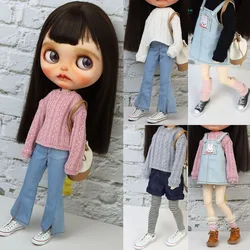 Blyth doll clothing fashion sweater short skirt jeans flared pants suitable for 28-30 cm OB22 OB24 doll accessories gift