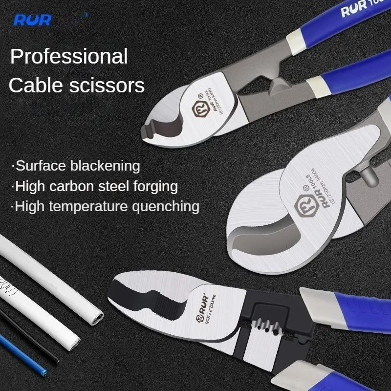 RUR 6/8/10 inch Cable Cutter Electrician Professional Pliers Shock Electric Wire Cable Wire Stripper Tool Pliers Cable Scissors