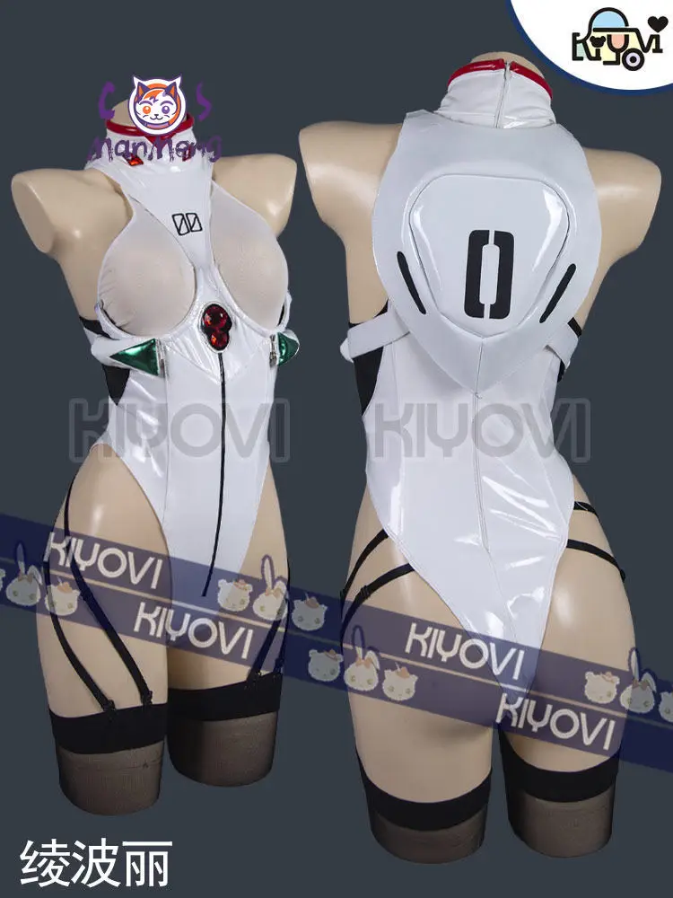 Disfraz de Cosplay de Ayanami Rei del anime EVA, traje de baño sexy de cuero para mujer, calcetines, mono de playa para Halloween, carnaval, uniforme de Ayanami Rei