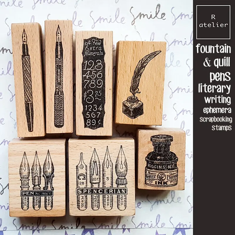 Stempel Scrapbooking Federhalter Tintenflasche Schreibmaschine Alltag Tagebuchdekoration Niedlich