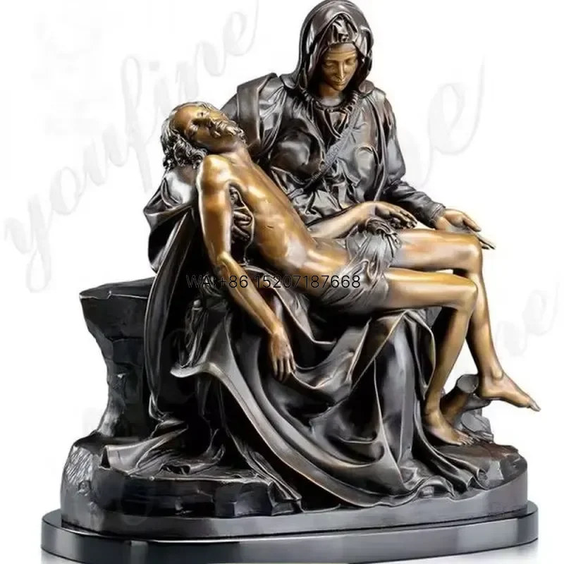 Wmwmnu for Michelangelo Pieta Statue Bronze Virgin Mary Sculpture Jesus Christ Religious Art for Church Cathedral Garden