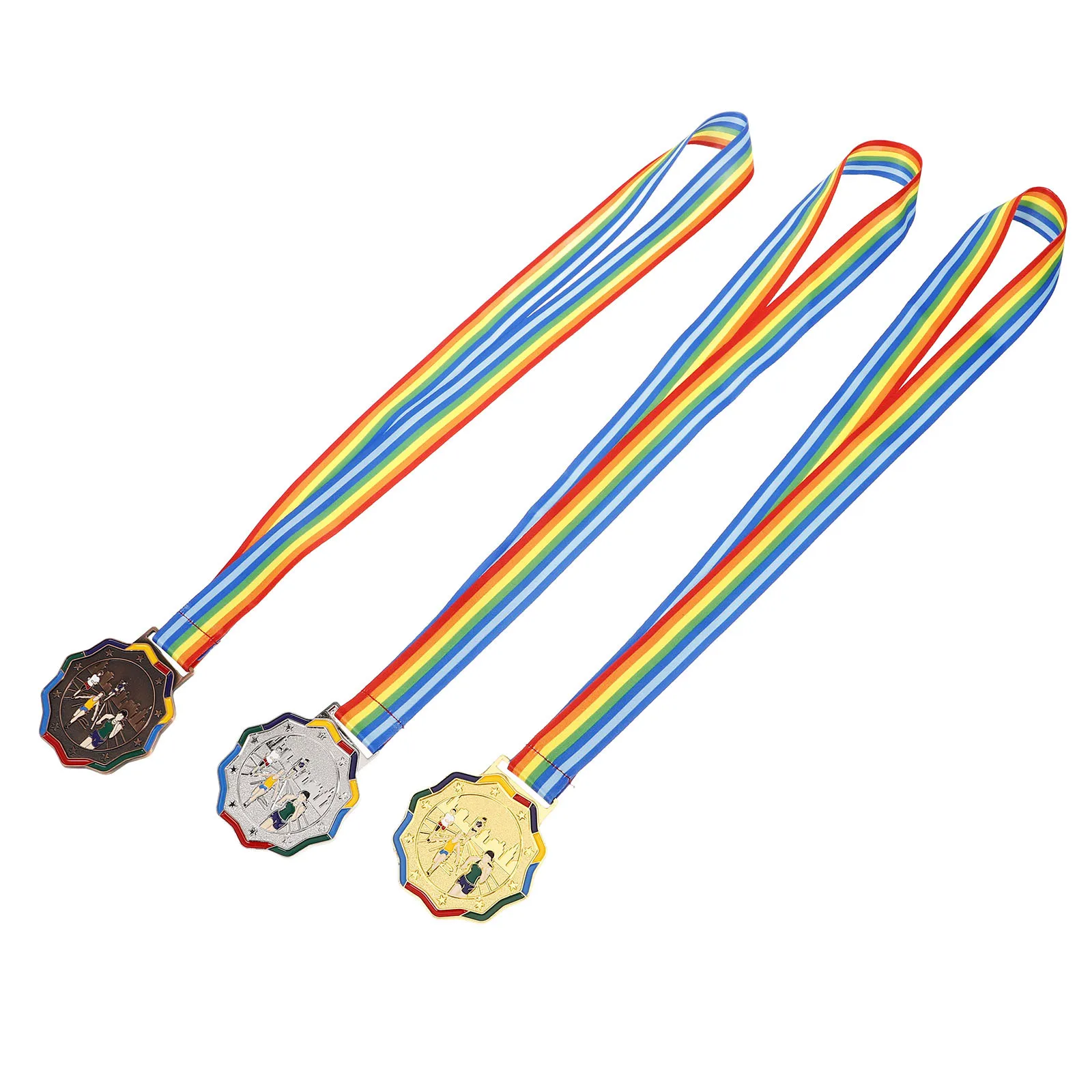 

3Pcs Athletics Award Medals Running Sports Competition Hanging Lanyard Metal Medal Winners Party Participation