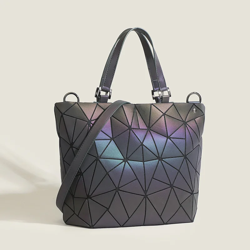 Hot Sale Geometry Handbag For Women Diamond Lattic Tote Large Geometric Luminous Bags Shoulder Bags Luxury Brand Leather