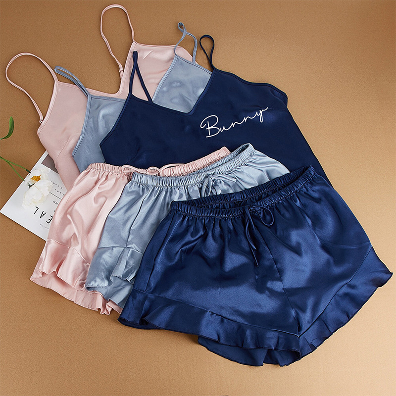  Personalized Bridesmaid Satin Pajamas Set Bridal Party Valentine's Day Wedding Honeymoon gifts Bride Bachelorette Ruffle Pajamas 
