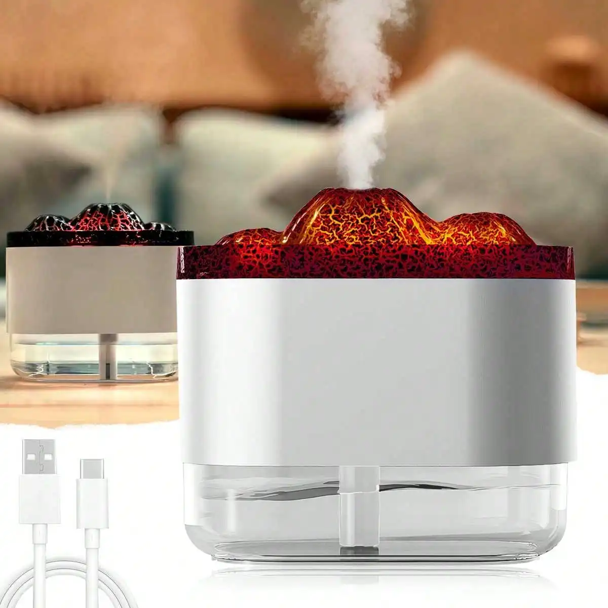 New Jet Flame Humidifier with Color Lights Essential Oil Diffuser with LED Lights Create a Romantic and Warm Atmosphere