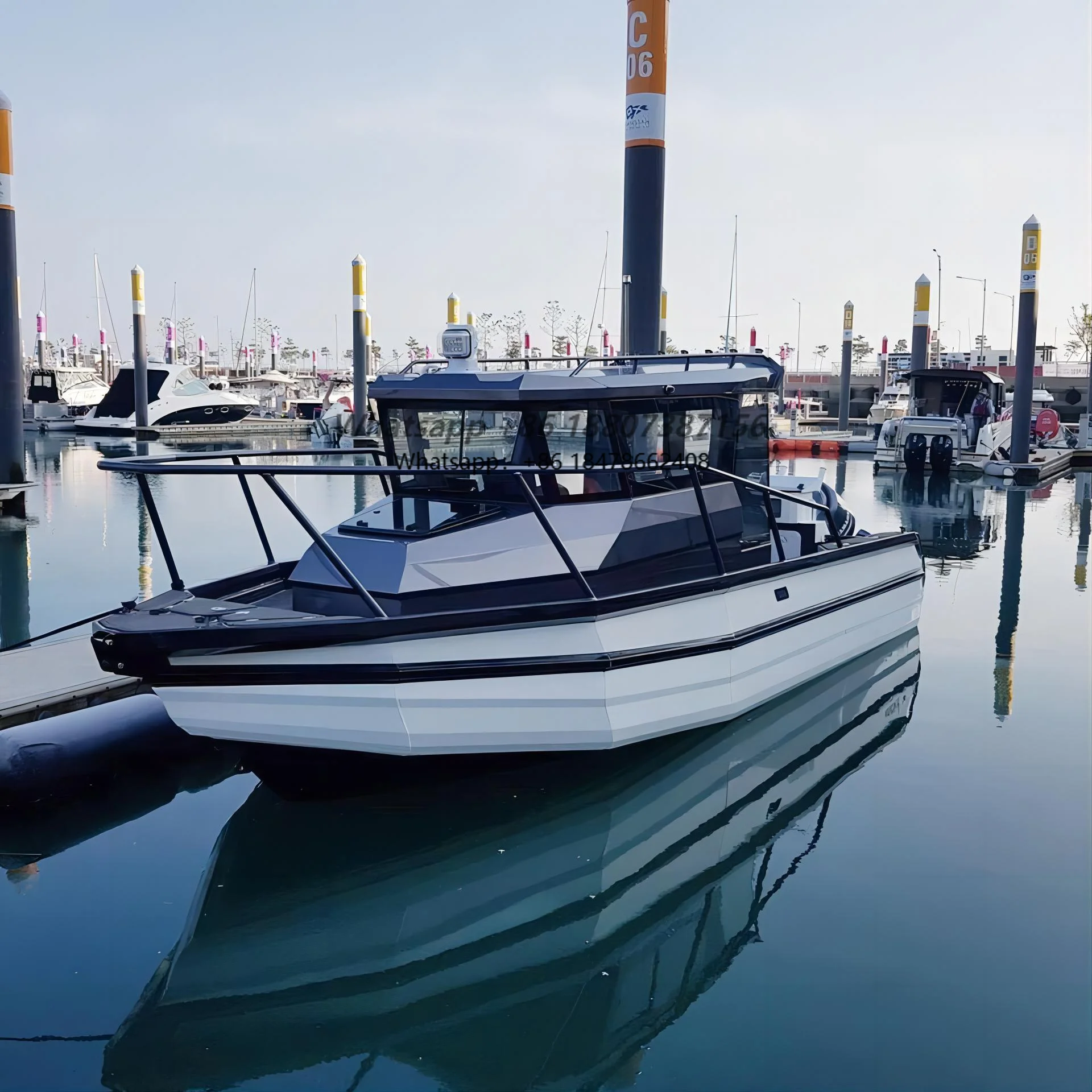 New 24.6-foot-7.5-meter aluminum fishing boat with 4-stroke outboard motor trolling accessories 4-meter cabin center fishing wat